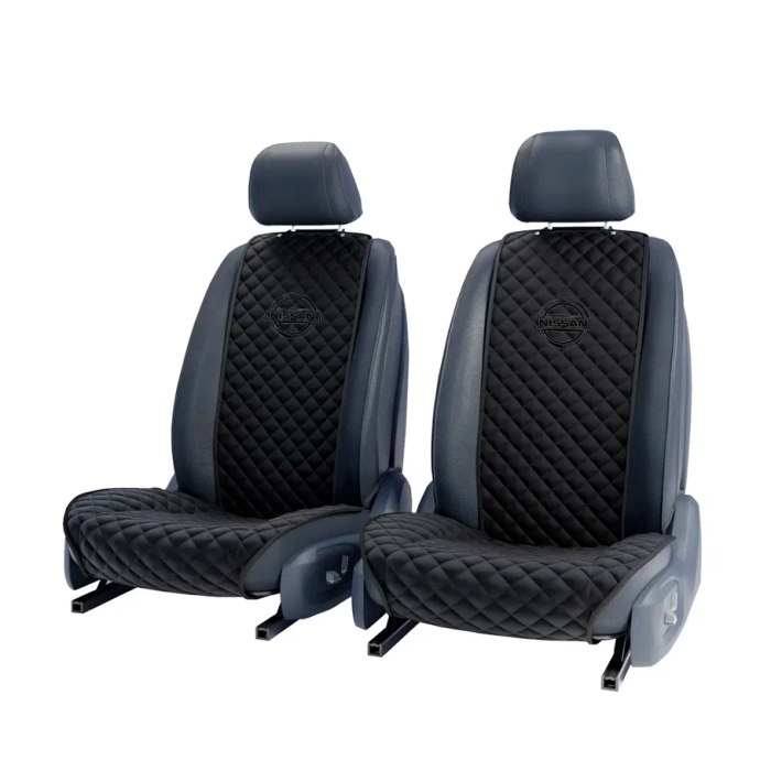 Накидки на сидения Комплект передних черных накидок с вышивкой Nissan